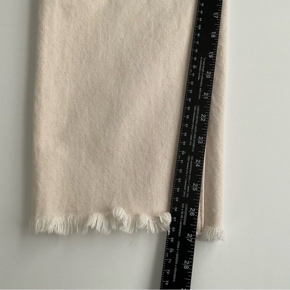 Free People We The Free Mom Jeans Sz 31 Ivory Retro Frayed Hem Pleated High Rise - Picture 10 of 12